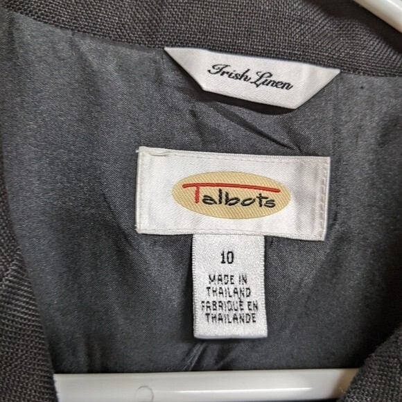 Talbots Blazer Irish Linen Short Button Down Casual Top Crop Jacket Black 10 - Picture 5 of 6